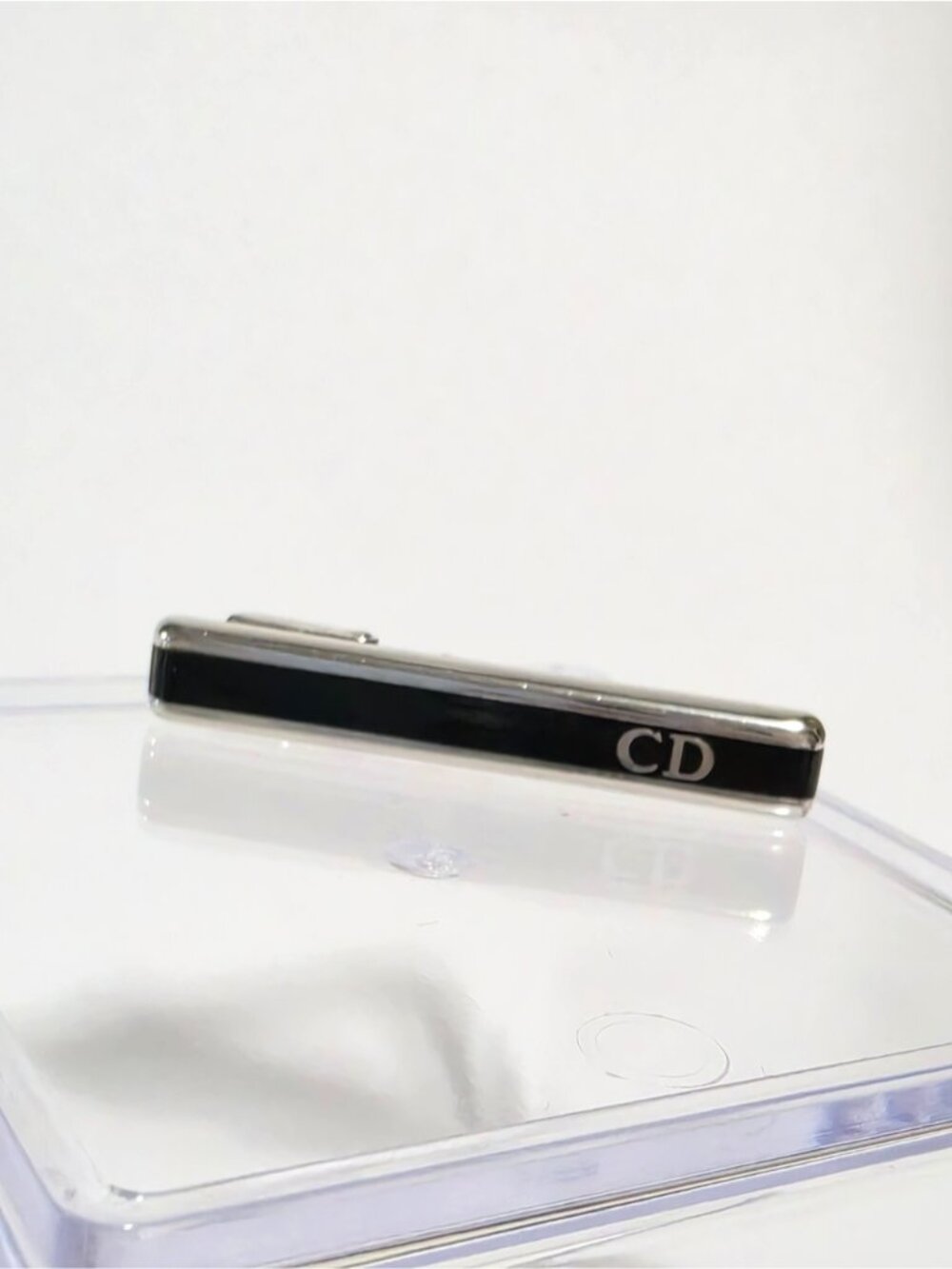 Christian Dior CD Black Silver Tie Clip 1 piece